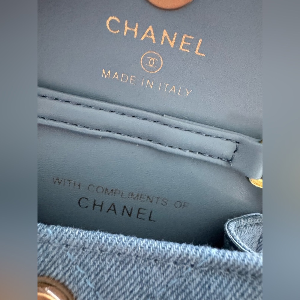 Chanel Makeup Bag crossbody purse chain CC denim pouch - Picture 4 of 9